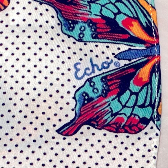 Vintage ECHO silk black white polka dot brilliant butterfly scarf 10” x 54” - Picture 5 of 8